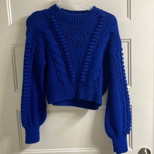 Anthropologie Vibrant Blue Textured Sweater
